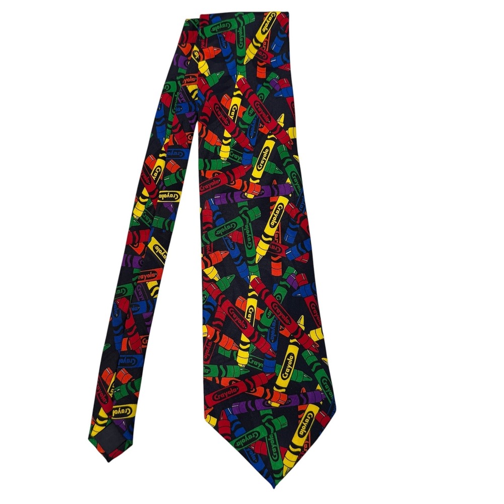 Vintage 1999 Crayola Crayon Novelty Necktie Mens Multicolor Art Teacher Tie 54"